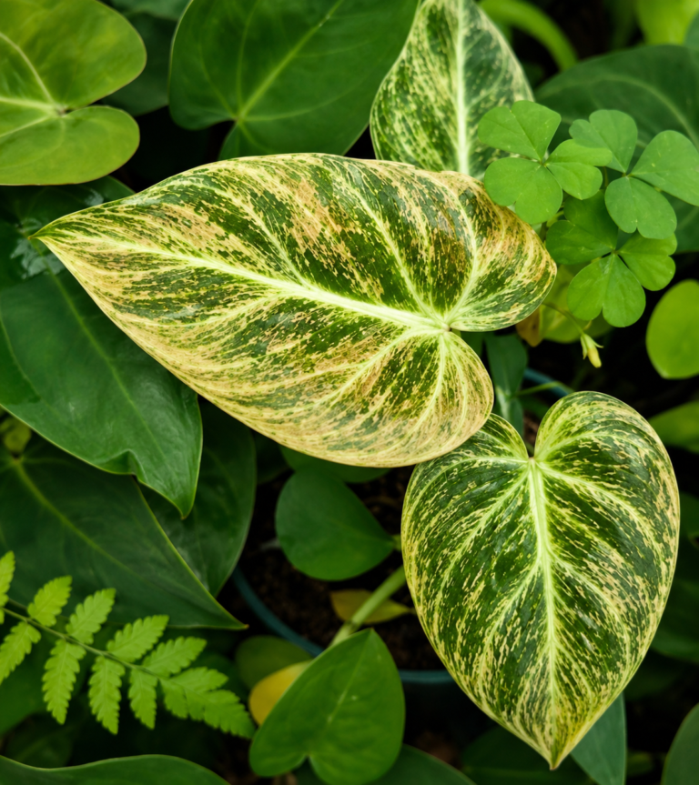 Philodendron El Choco Red Variegated tissue culture plantlet in sterile container